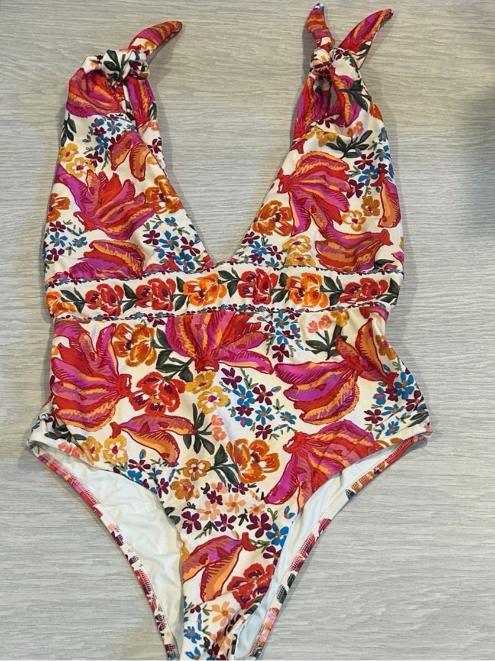 FARM Rio Pink Orange Floral One-Piece Swimsuit